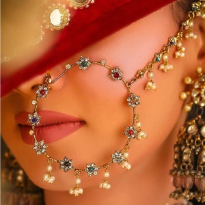 Kundan Bridal Nath: Indian Nose Ring, Pakistani Jewelry