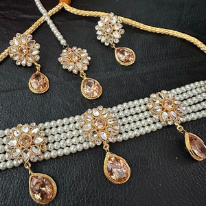 Hyderabadi jewelry,pakistani jewelry, indian set, pakistan jewelry, bridal set, fashion jewelry, Hyderabadi necklace set, bridal set,naratan image 2