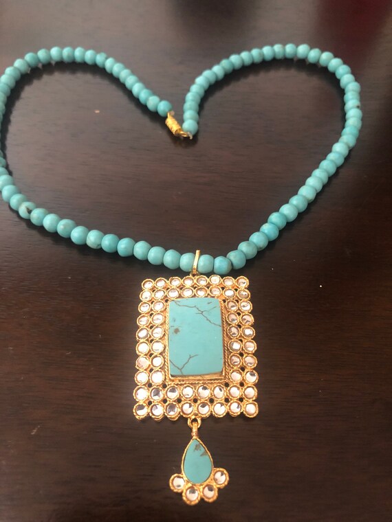 Feroza Necklace Feroza Pendant Kundan 