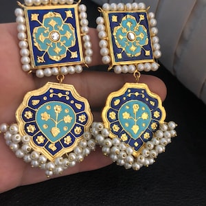 Kundan jewelry,indian jewelry ,pakistani jewelry ,lightweight jewelry ,kundan earrings, indian earrings, pakistani earrings, meena -jewelry