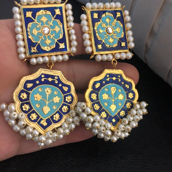 Kundan jewelry,indian jewelry ,pakistani jewelry ,lightweight jewelry ,kundan earrings, indian earrings, pakistani earrings, meena -jewelry