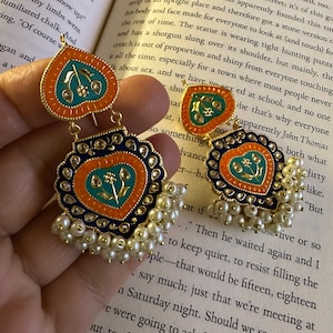 Handmade Meena Kari Earrings: Kundan Indian Jewelry