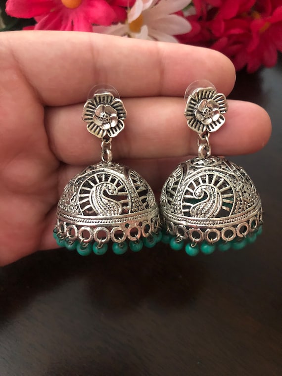 Big Traditional Jhumka , Indian & Pakistani Jhumka, Party and Casuak Wear,  Handmade Silver Jhumka Jhumki, Oxidized Earrings, Mirror Earring - Etsy  Norway