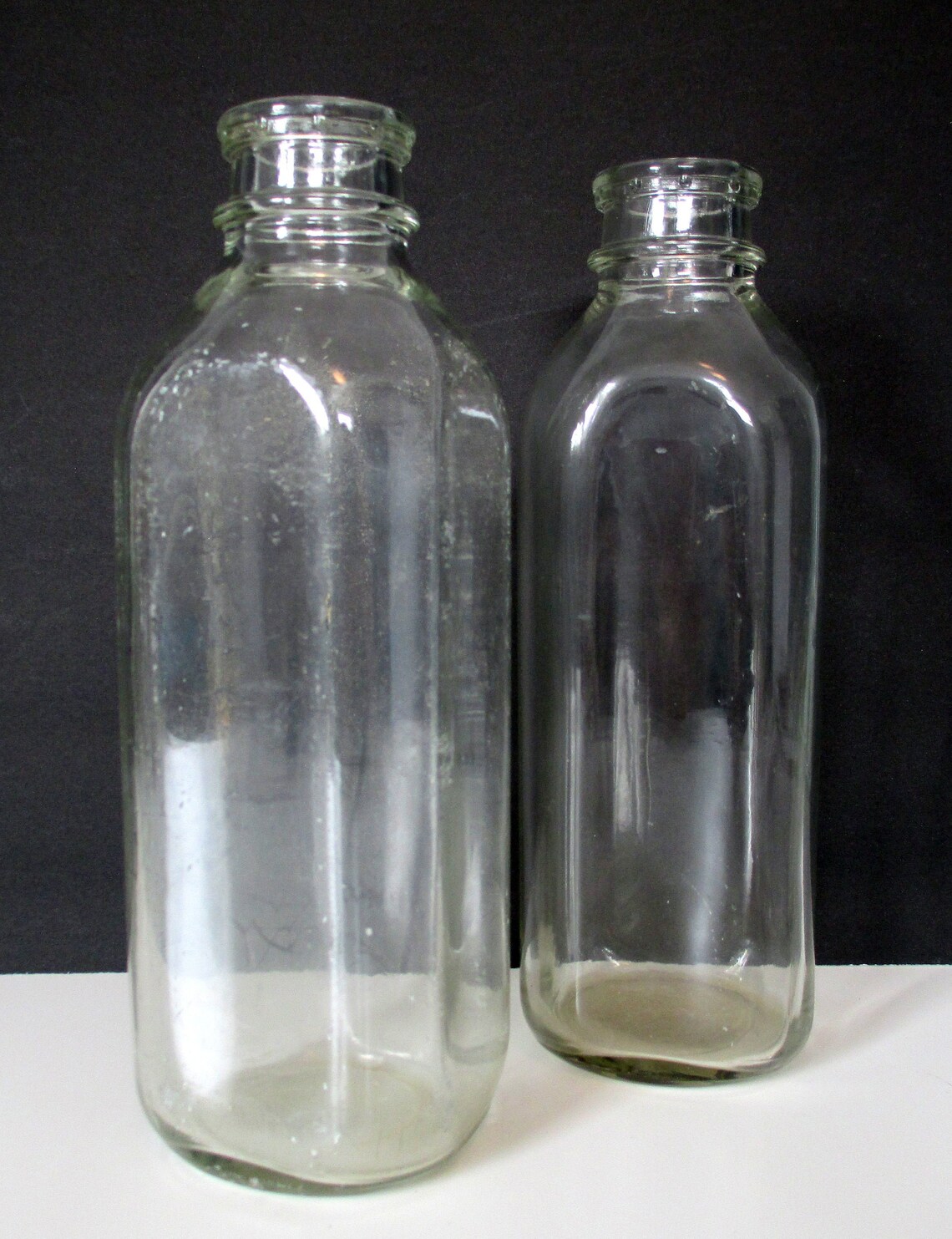 Pair of vintage old glass Milk Bottles 1950s1970s Etsy