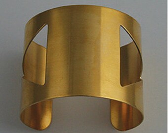 Flat Brass Cuff Bracelet: 2" Wide with Cutouts