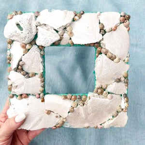 4''x4''Handmade Beach Photo Frame: Sand Dollar Seashell Decor