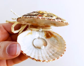 Wedding Ring Bearer Box\Engagement Shell Ring Box\Wedding Seashell Ring Holder\Proposal Seashell Ring Box\Shell Jewelry Box\Ring Bearer Gift