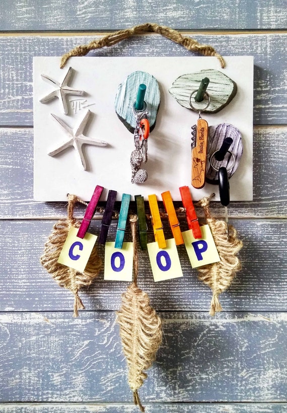 BEACH Wall Key Ring Hangers With HookBeach Entryway Etsy