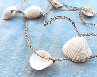10-4 Ft Oyster Shell Garland: Natural Beachy Boho Wedding Decor