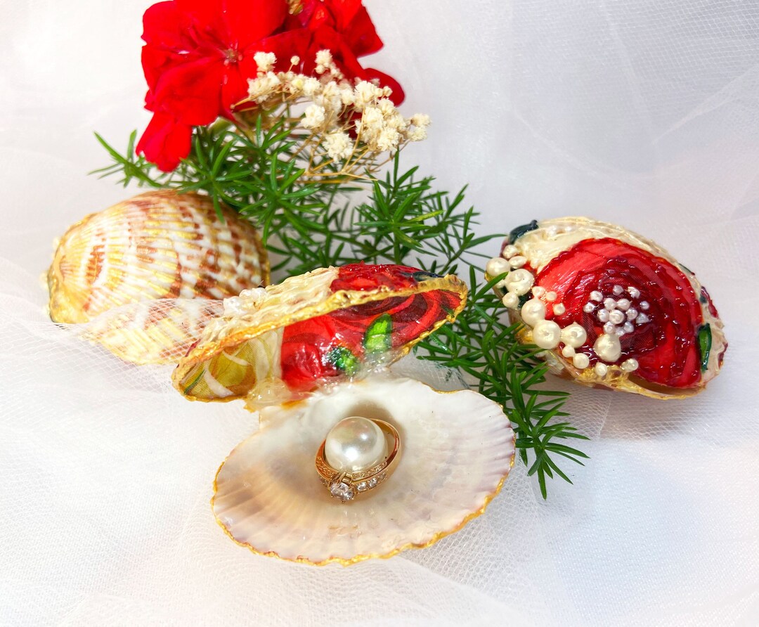 Seashell Engagement Ring Box Ravenclawacrylic Wedding Ring Etsy