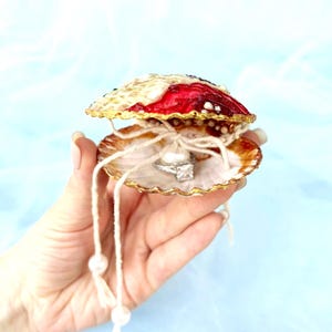 Seashell Engagement Ring Box: Handmade Beach Wedding Ring Holder