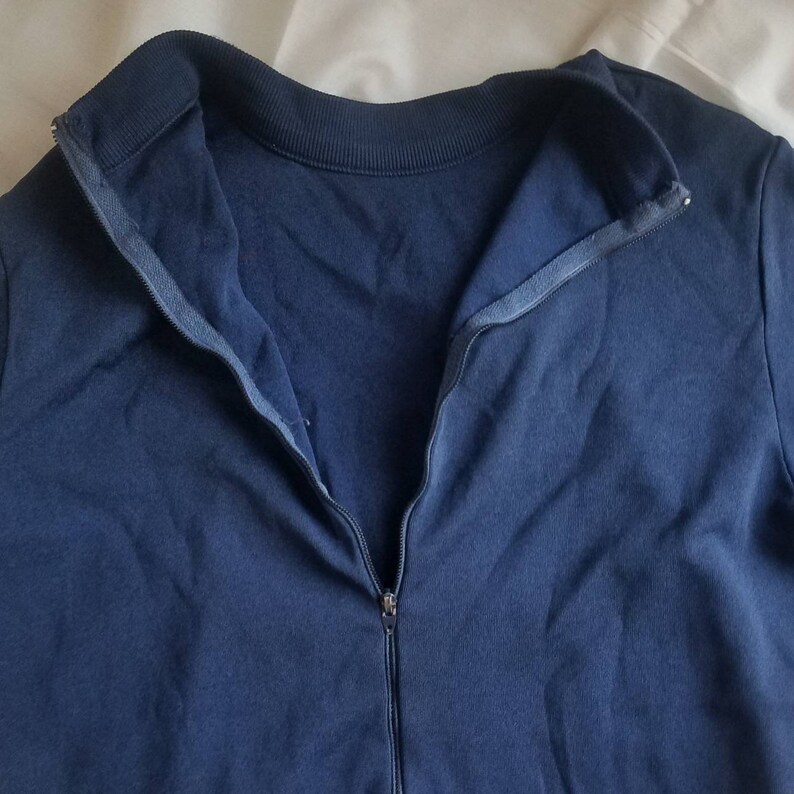 Mod 60s vintage navy blue mockneck tee shirt short sleeve sweater