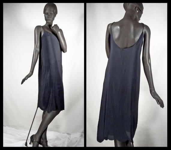 1920s Flapper Dress Beaded Silk Chiffon Black Mad… - image 8