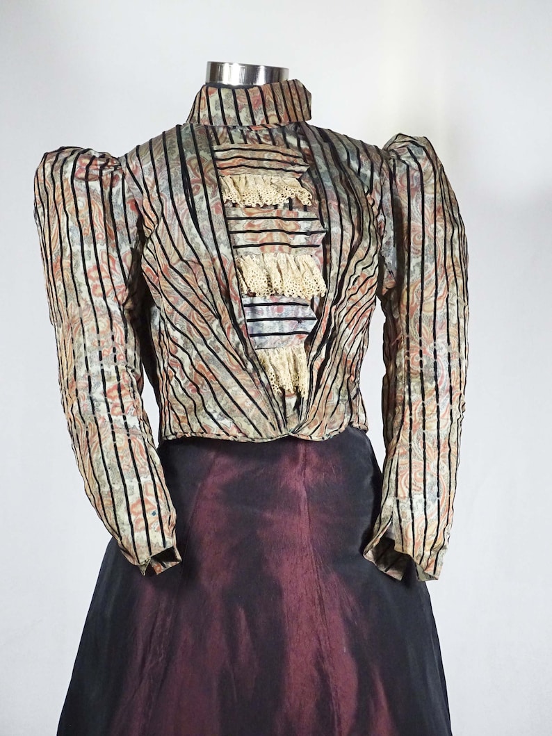 Victorian paisley and velvet bodice ca1890-1993 #1617
