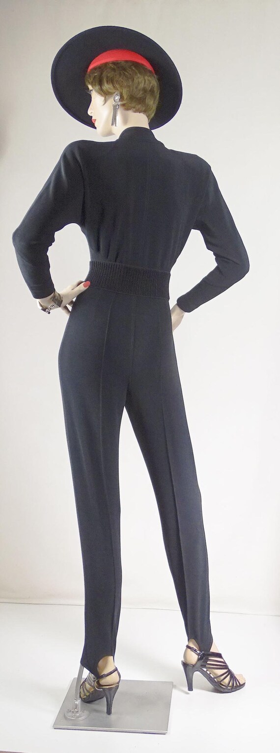 1960s 1970s Black Cotton Blend Jumpsuit and Belt … - image 3