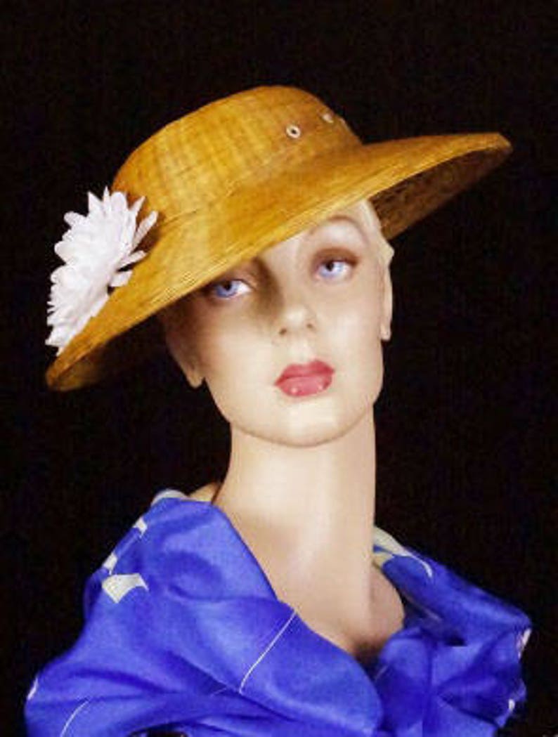 Vintage 1940s Hat WW2 Bamboo & Banana Leaf Wide Brim Hand Etsy