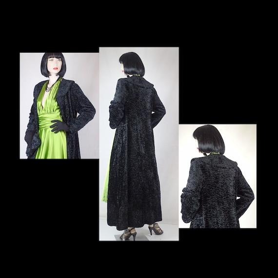 1930s 40s Style Opera Coat Black Chenille Old Holl