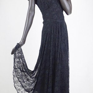 1930s or 1940s Black Lace Deco Evening Dress with Slip Sz 8-10 1565AB image 2