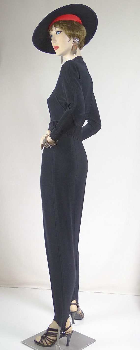 1960s 1970s Black Cotton Blend Jumpsuit and Belt … - image 6