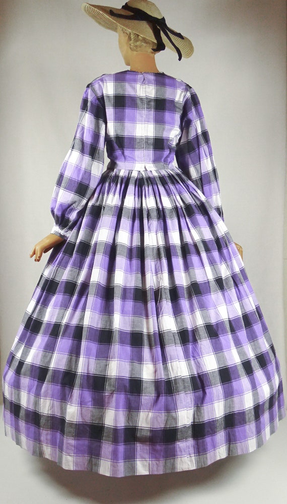 Civil war era reproduction 2 piece plaid summer d… - image 8