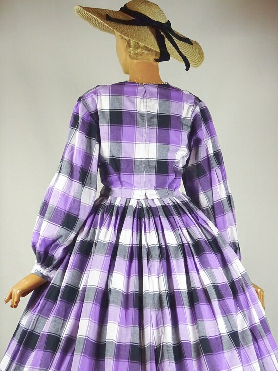 Civil war era reproduction 2 piece plaid summer d… - image 7