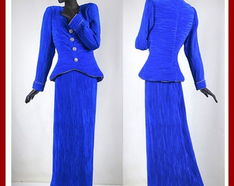 Jovani Couture Cobalt Blue Fortuni-pleated evening gown Sz 8 #2115