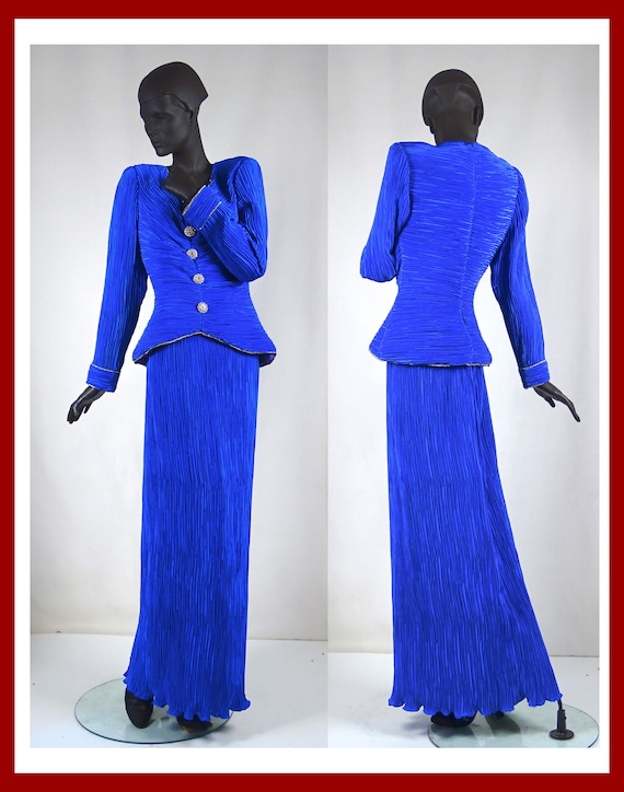 Jovani Couture Cobalt Blue Fortuni-pleated evening