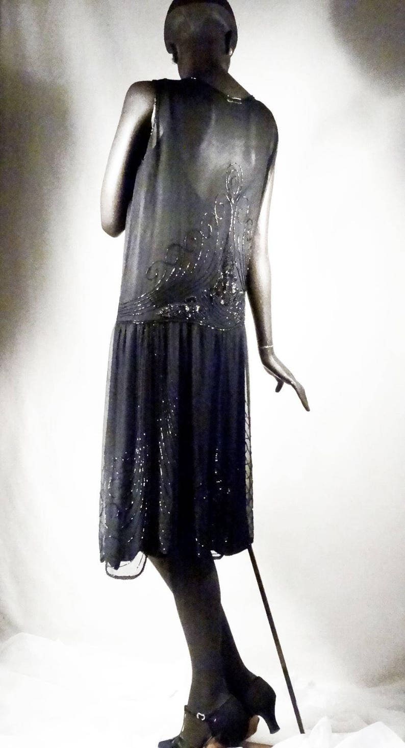1920s Etheral Silk Chiffon Floral Flapper Gown