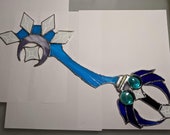Kingdom Hearts Midnight Blue Keyblade Stained Glass