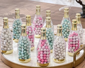 Gold Metallic DIY Champagne Bottle Party Favor Containers - (Set of 12)