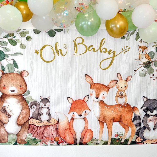 Woodland Baby Shower Backdrop Etsy