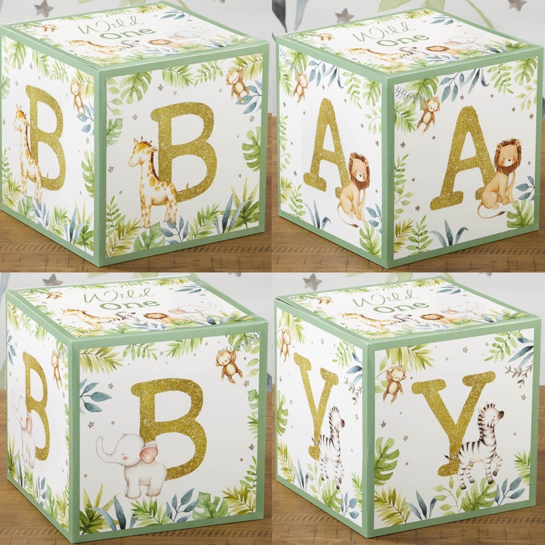 Safari Baby Block DIY Boxes 4 Boxes - Etsy