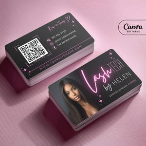 Modèle de cartes de visite roses, modèle de carte de fidélité, coiffeur, cils tech, manucure, MUA, cartes de fidélité beauté, carte perforée salon de récompenses