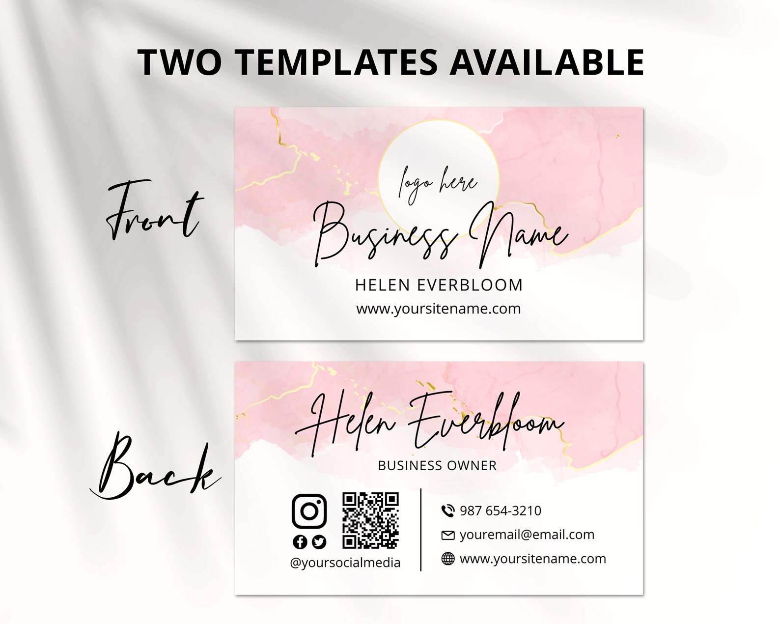 Business Cards Template With QR Code Business Card Template Etsy