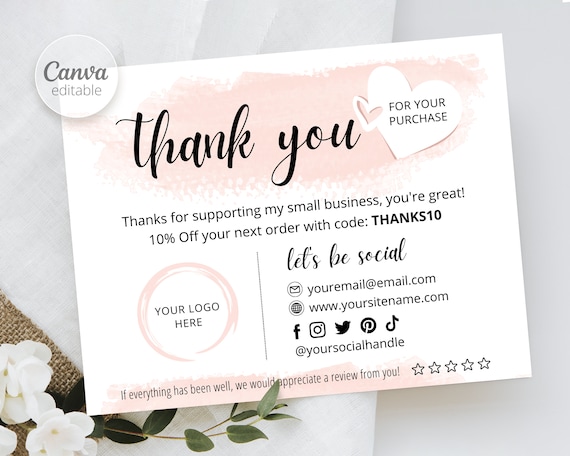 Thank you card sale etsy