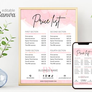 Editable Price List Template Sign, QR Scan to Pay Template for Small ...