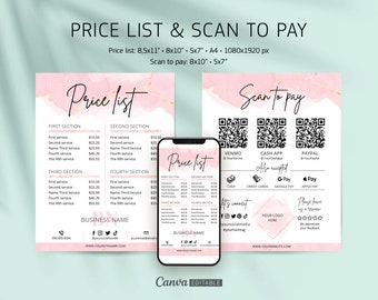Editable Price List Template Sign for Small Business - Etsy