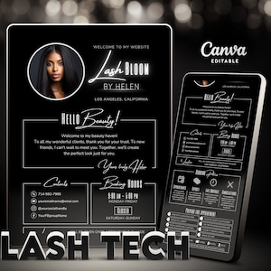 Lash Tech Acuity Scheduling Template, Black and White Website Banner for Lash Tech Branding, Editable Template Canva, Lash Tech Booking Site