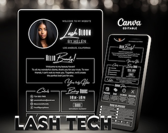 Lash Tech Acuity Scheduling Template, Black and White Website Banner for Lash Tech Branding, Editable Template Canva, Lash Tech Booking Site