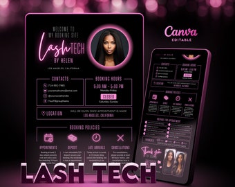 Acuity Scheduling Template Lash Tech Branding, Pink Black Boking Site für Lash Tech, Template Canva, bearbeitbare Lash Tech Buchung Web Banner