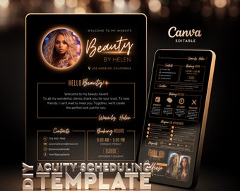 Acuity Scheduling Template, Hair Stylist, Lash Tech, Nail Tech Acuity Scheduling Template, Canva Templates, Stylist Branding, Booking Site