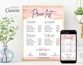 Printable Editable Price List Template Sign for Small - Etsy