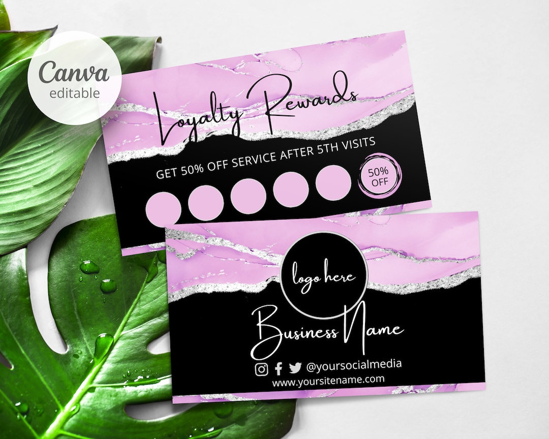 Buy Editable Loyalty Card Template, Rewards Punch Card for Small ...