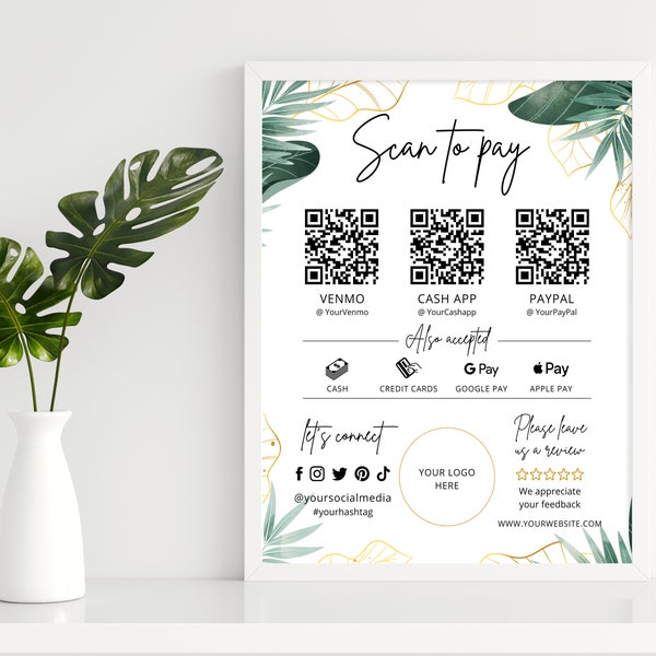 Scan to Pay Template QR code Scan to Pay download Payment Sign, Scan to Pay Canva Template Editable Scan to Pay, Sign for Small Business #5