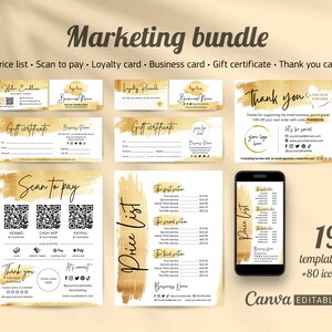 Scan to pay Zeichen, Preislistenvorlage bearbeitbar, Treue-Visitenkarten, Dankeskarte, Geschenkgutschein, Bundle-Vorlage Canva bearbeitbar #3