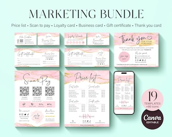 Editable Price list template, Scan to pay sign, Loyalty card, Thank you card, Gift certificate, Craft Show Bundle Template Canva editable #7