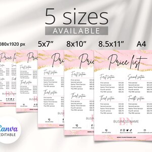 Printable Editable Price List Template Sign for Small Business, Price ...