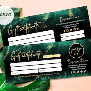 Plantilla de certificado de regalo con logotipo, plantilla de vale de regalo, plantilla de certificado de regalo Descargar plantilla de tarjeta de regalo Plantilla editable Canva #9