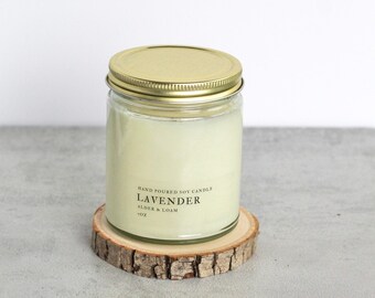Lavendel-sojaljus, handhällt, naturligt, miljövänligt, jordig doft, 230 ml burk