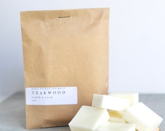 Teakwood Soy Wax Melts, Hand Poured, Eco Friendly, 2.5 oz